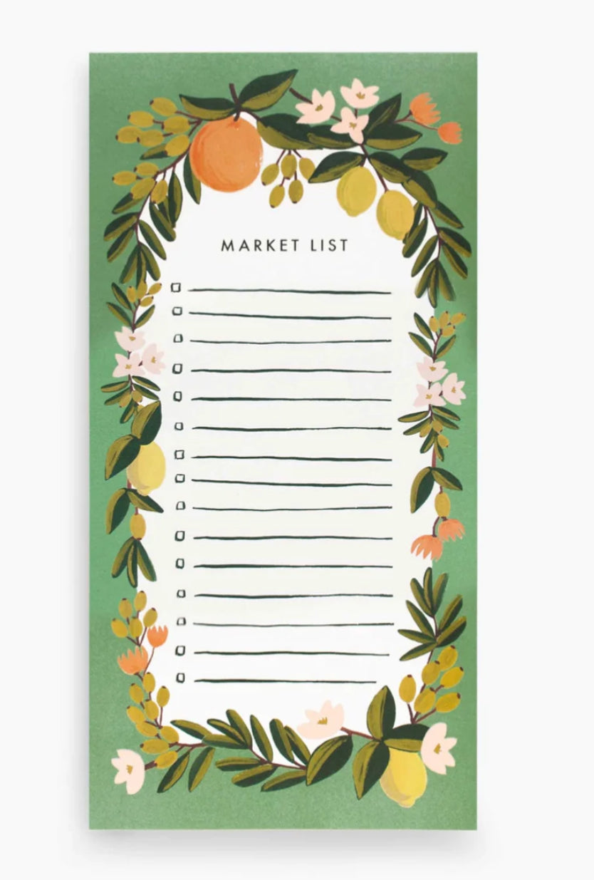 Market list - green and orange